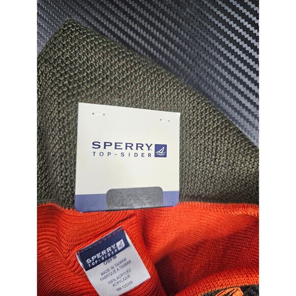 New Sperry Top Sider Knit Beanie Skull Cap Green & Black Adult One Size - Picture 4 of 5
